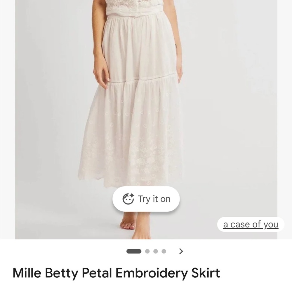 Mille Women's Embroidered Maxi Skirt - White